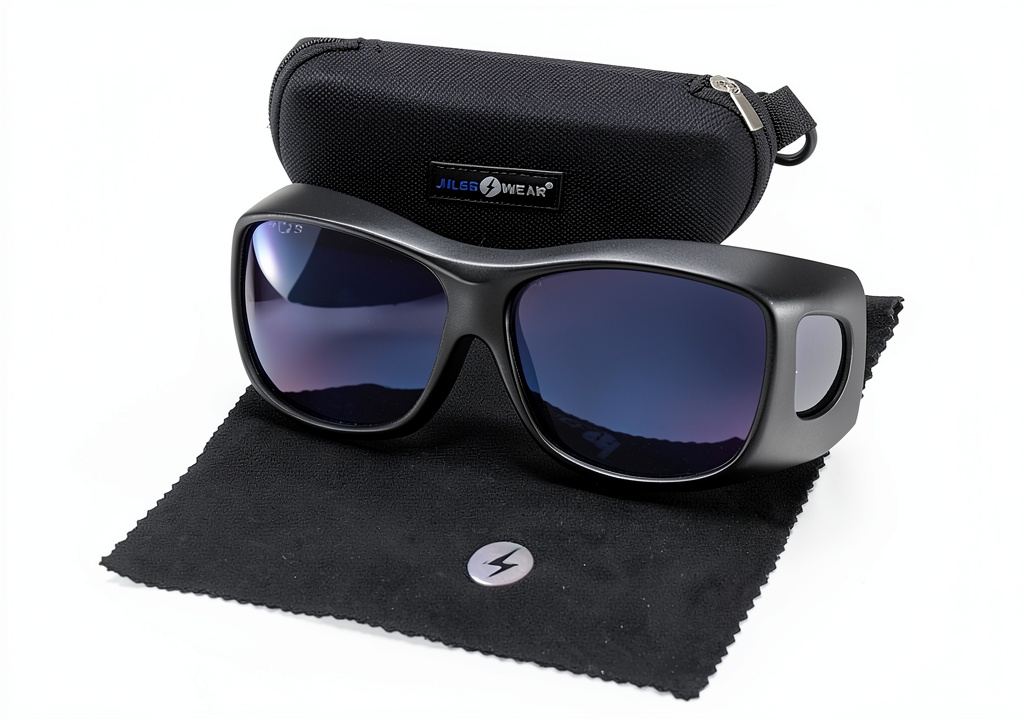 CO2 laser safety glasses showing protective lenses and frame design