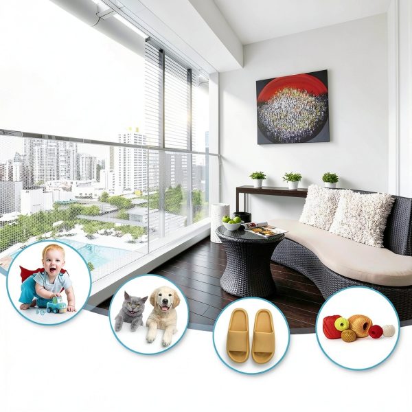JUMXSRLE Cat Balcony Net Wall Mount Pet Safety Barrier-2