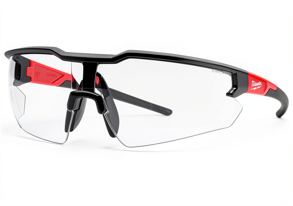 Milwaukee Safety Glasses showing anti-fog lens and lightweight frame