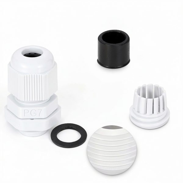 PG7 Nylon Cable Glands uxcell Waterproof Cord Grip with Gasket White-2