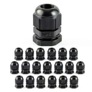 20pcs 1/2" NPT Cable Gland Waterproof Adjustable 6-12mm Through Cord Grip Cable Connectors Nylon Cable Gland Joints Wire Protectors(1/2'', 20PCS)-0