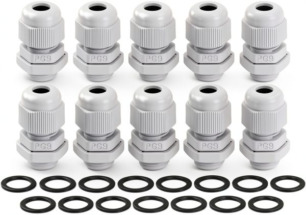 PG9 Nylon Cable Glands uxcell 15pcs Waterproof Connector White-0