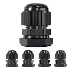 MGI SpeedWare 1/2 NPT Nylon Cable Gland Black Grommet 5-Pack-0