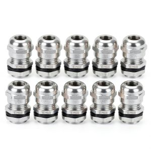 uxcell Cable Gland M12 Metal Waterproof Cable Glands Joints Adjustable Connector for 3-6.5mm Dia Cable, Pack of 10-0
