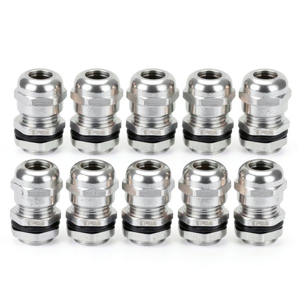 uxcell Cable Gland M12 Metal Waterproof Cable Glands Joints Adjustable Connector for 3-6.5mm Dia Cable, Pack of 10-0