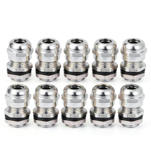 uxcell Cable Gland M12 Metal Waterproof Cable Glands Joints Adjustable Connector for 3-6.5mm Dia Cable, Pack of 10-1