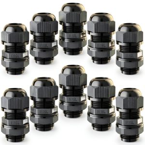 QILIPSU 10pcs M16L Long Thread Cable Gland Waterproof IP68 Nylon Strain Relief Cord Grip Cable Pass Through Wire Connector-0