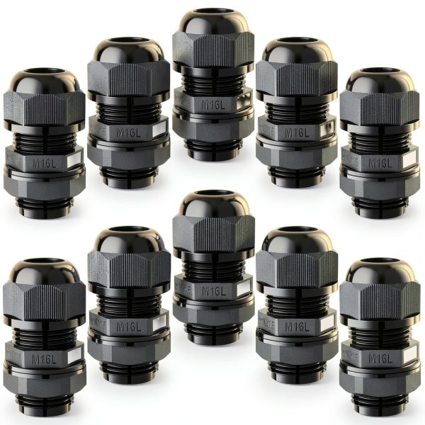 QILIPSU 10pcs M16L Long Thread Cable Gland Waterproof IP68 Nylon Strain Relief Cord Grip Cable Pass Through Wire Connector-0