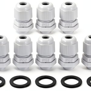 PG7 Nylon Cable Glands uxcell Waterproof Cord Grip with Gasket White-0
