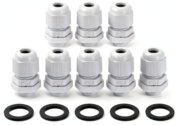 PG7 Nylon Cable Glands uxcell Waterproof Cord Grip with Gasket White-0