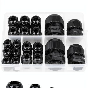 TICONN 20 Pcs IP68 Waterproof Cable Gland Kit NPT 1/4"-1" Black-0