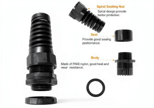 LifCratms NPT 1" Black Cable Gland IP68 Waterproof Nylon Joint 2‑Piece-3